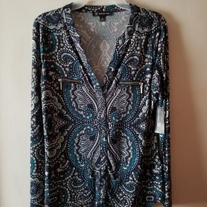 V neck long sleeve blouse